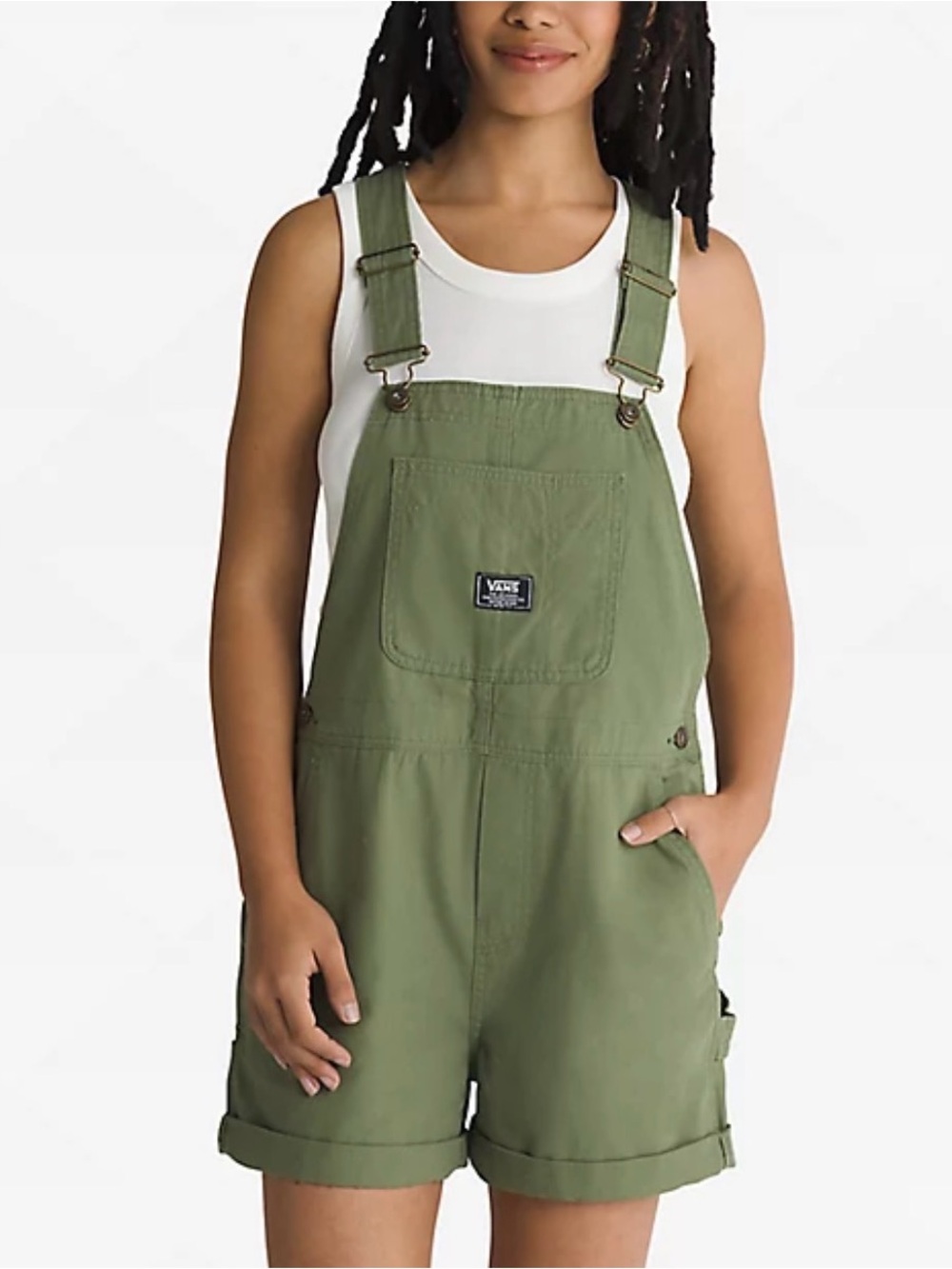 Vans Kids Cotton Olive Green Short Overalls - Workwear Shortalls